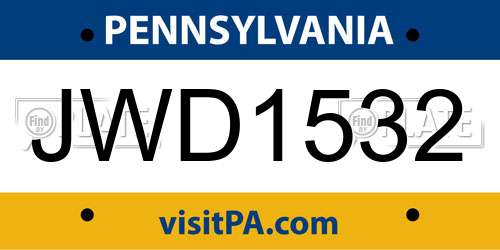 JWD1532 Pennsylvania License Plate