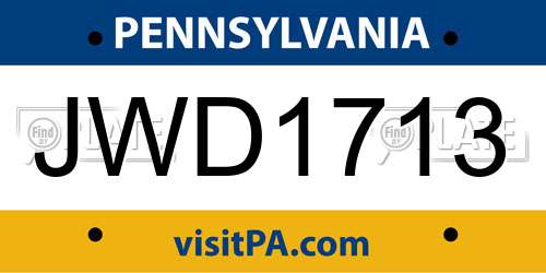 JWD1713 Pennsylvania License Plate