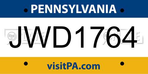JWD1764 Pennsylvania License Plate