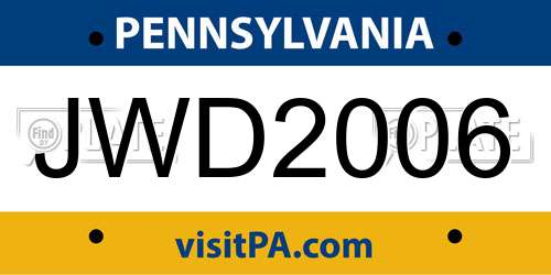 JWD2006 Pennsylvania License Plate