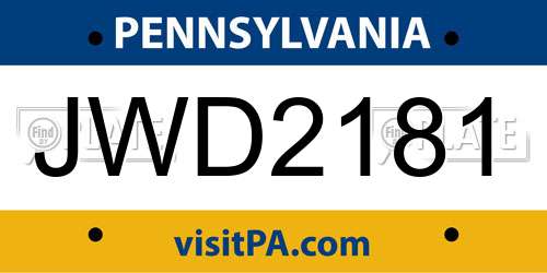 JWD2181 Pennsylvania License Plate