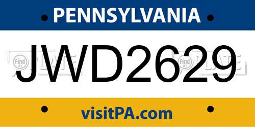 JWD2629 Pennsylvania License Plate
