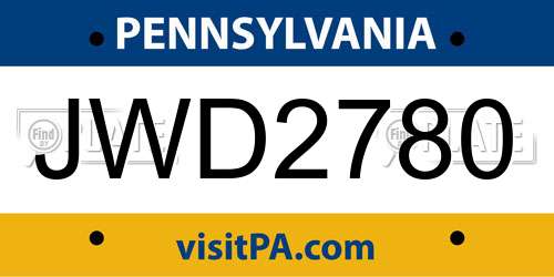 JWD2780 Pennsylvania License Plate