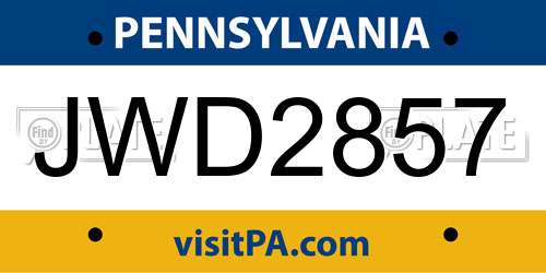 JWD2857 Pennsylvania License Plate