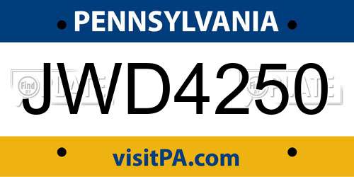 JWD4250 Pennsylvania License Plate