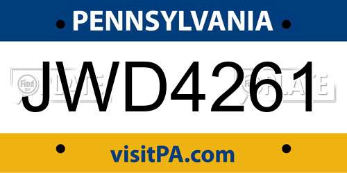 JWD4261 Pennsylvania License Plate