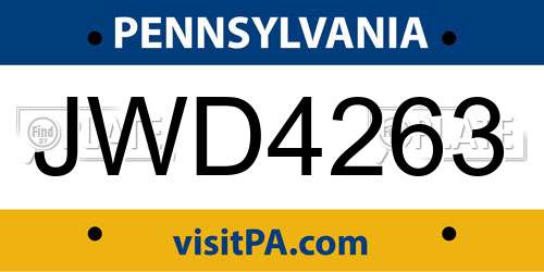 JWD4263 Pennsylvania License Plate