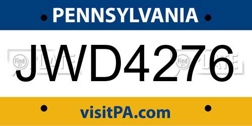 JWD4276 Pennsylvania License Plate