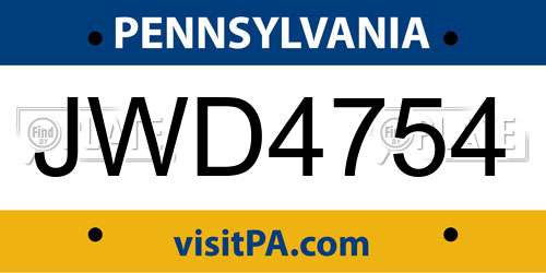 JWD4754 Pennsylvania License Plate