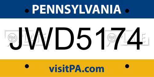 JWD5174 Pennsylvania License Plate