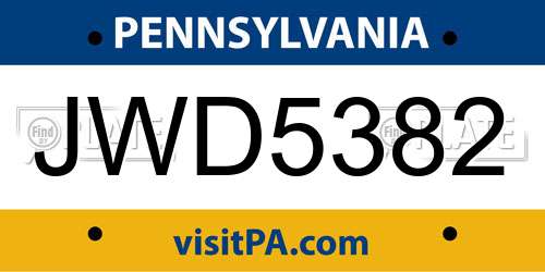 JWD5382 Pennsylvania License Plate