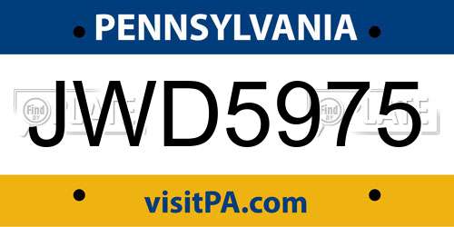 JWD5975 Pennsylvania License Plate