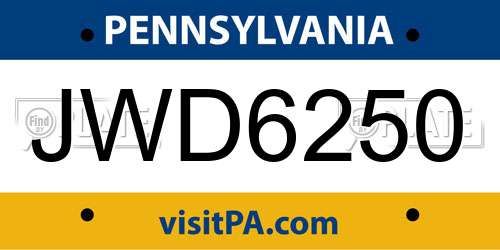 JWD6250 Pennsylvania License Plate