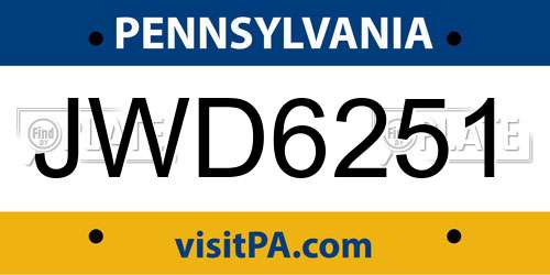 JWD6251 Pennsylvania License Plate