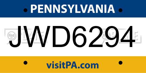 JWD6294 Pennsylvania License Plate