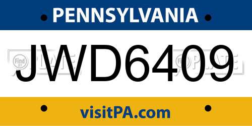 JWD6409 Pennsylvania License Plate