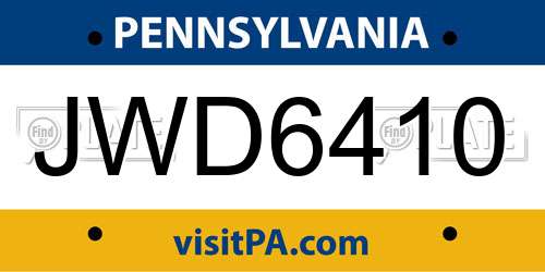 JWD6410 Pennsylvania License Plate