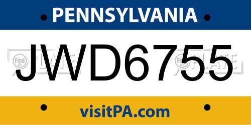 JWD6755 Pennsylvania License Plate