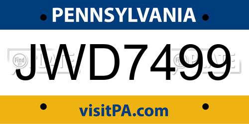 JWD7499 Pennsylvania License Plate