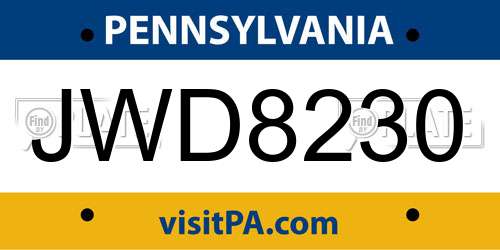 JWD8230 Pennsylvania License Plate