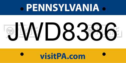 JWD8386 Pennsylvania License Plate