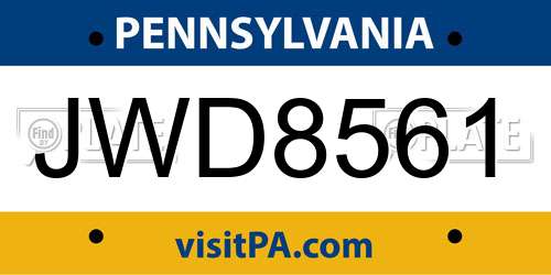 JWD8561 Pennsylvania License Plate