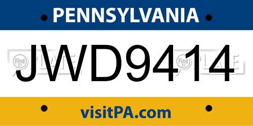 JWD9414 Pennsylvania License Plate