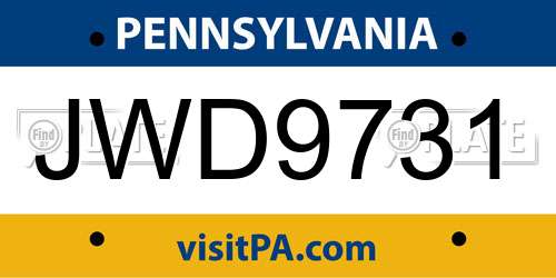 JWD9731 Pennsylvania License Plate