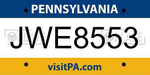 JWE8553 Pennsylvania License Plate