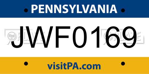 JWF0169 Pennsylvania License Plate