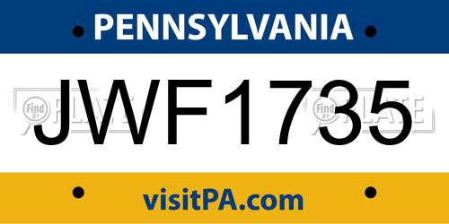 JWF1735 Pennsylvania License Plate