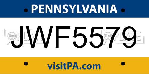 JWF5579 Pennsylvania License Plate