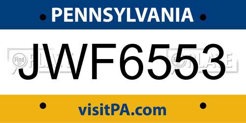 JWF6553 Pennsylvania License Plate