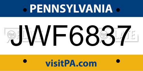 JWF6837 Pennsylvania License Plate