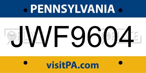 JWF9604 Pennsylvania License Plate