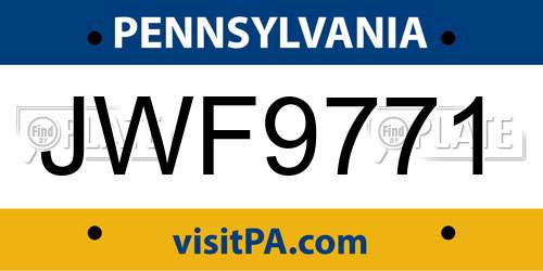 JWF9771 Pennsylvania License Plate
