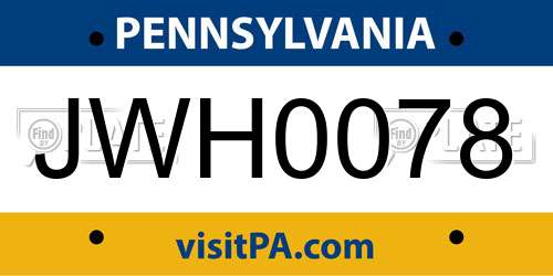 JWH0078 Pennsylvania License Plate