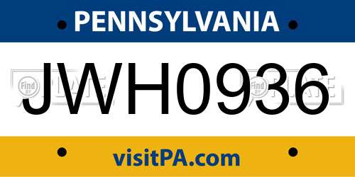 JWH0936 Pennsylvania License Plate