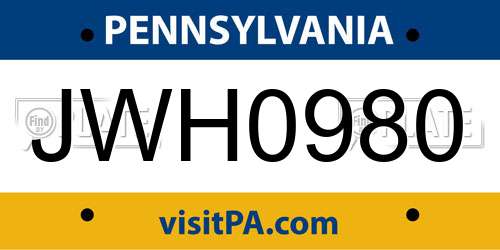 JWH0980 Pennsylvania License Plate