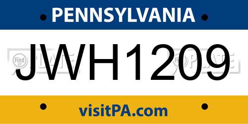 JWH1209 Pennsylvania License Plate