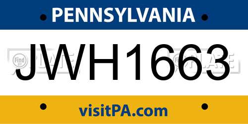 JWH1663 Pennsylvania License Plate