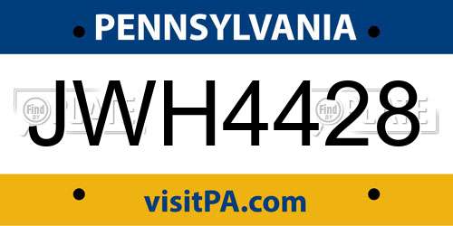 JWH4428 Pennsylvania License Plate