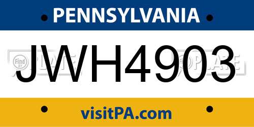 JWH4903 Pennsylvania License Plate
