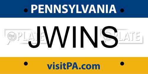 JWINS Pennsylvania License Plate