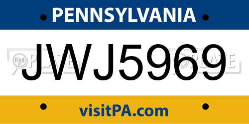 JWJ5969 Pennsylvania License Plate