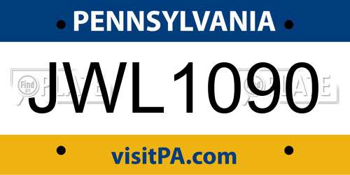 JWL1090 Pennsylvania License Plate