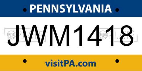 JWM1418 Pennsylvania License Plate