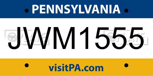 JWM1555 Pennsylvania License Plate