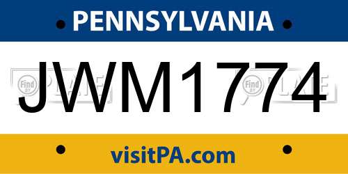 JWM1774 Pennsylvania License Plate