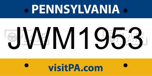 JWM1953 Pennsylvania License Plate
